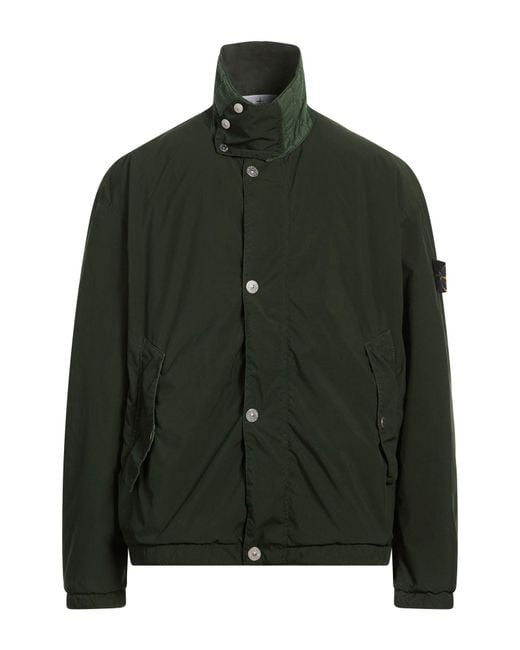Stone Island Green Dark Jacket Polyester, Elastomultiester for men