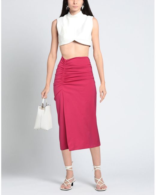 P.A.R.O.S.H. Pink P.A.R.O..H. Fuchsia Midi Skirt Polyamide, Elastane