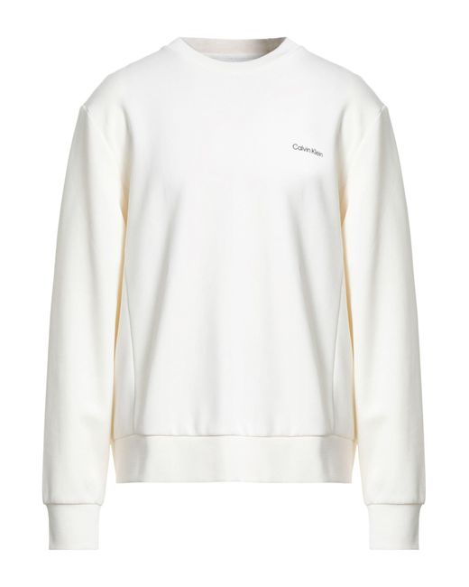 Calvin Klein White Sweatshirt Cotton, Polyester for men