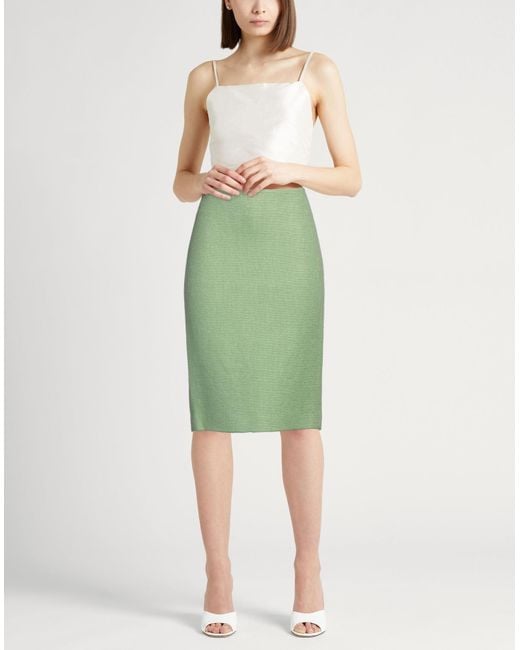 Ermanno Scervino Green Midi Skirt Linen, Polyamide