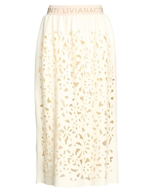 Liviana Conti Natural Ivory Midi Skirt Virgin Wool