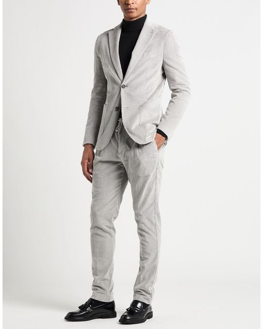 Eleventy Gray Platinum Light Suit Cotton, Cashmere, Elastane for men