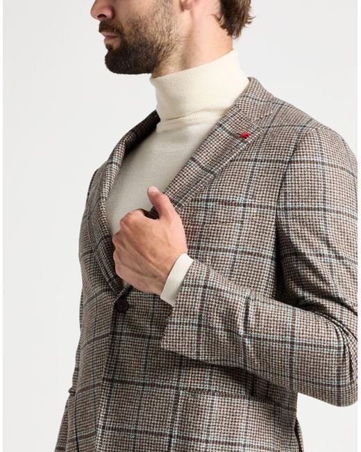 Isaia Gray Chocolate Suit Wool for men