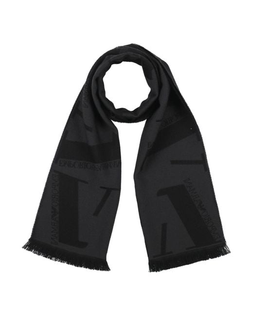 Emporio Armani Black Scarf Wool for men