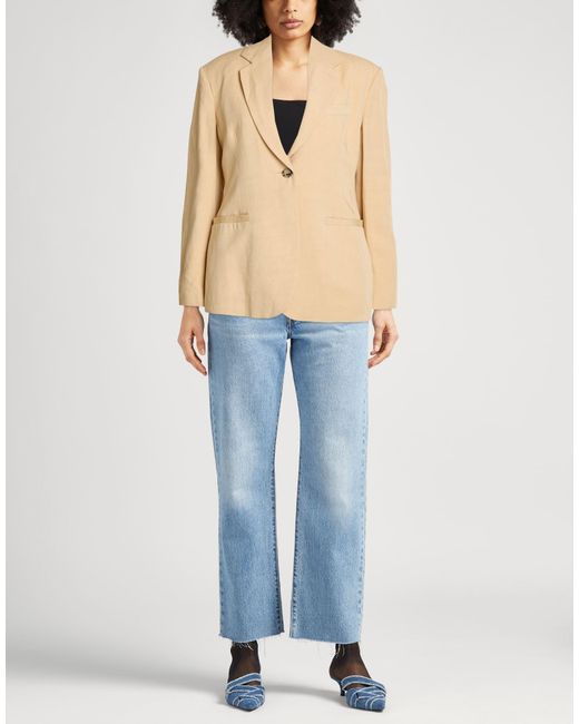 Tela Natural Sand Blazer Viscose, Linen, Elastane