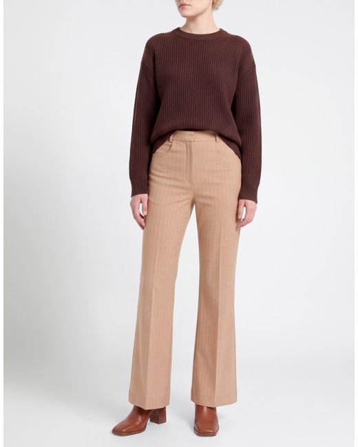 Maje Natural Camel Pants Wool, Polyester, Elastane