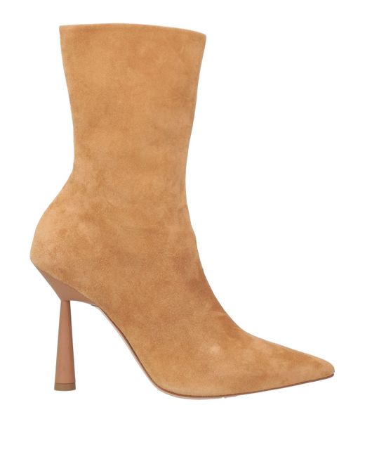 GIA RHW Brown Camel Ankle Boots Leather