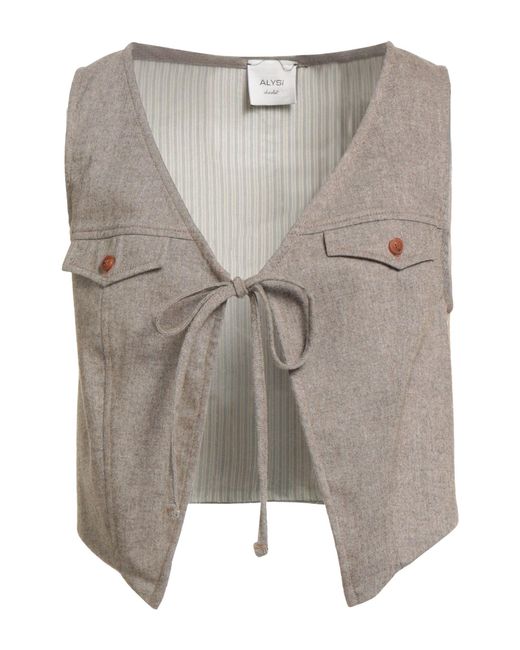 Alysi Gray Chocolat Tailored Vest Wool, Polyester, Viscose, Elastane