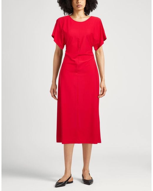 Caliban Red Midi Dress Polyamide, Elastane