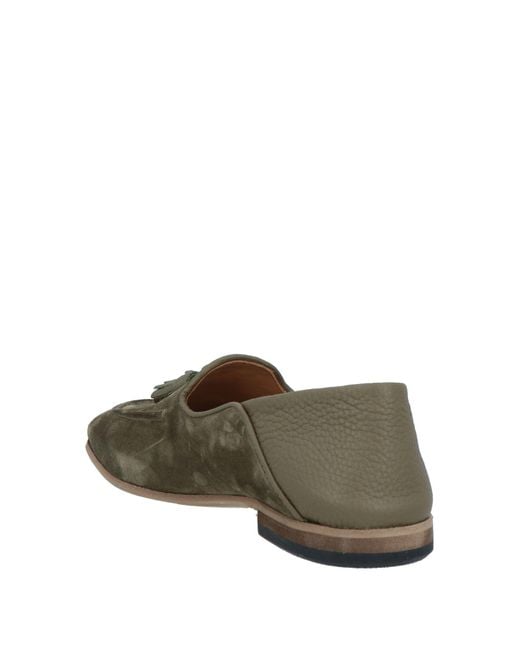 MICH SIMON Green Military Loafers Leather for men