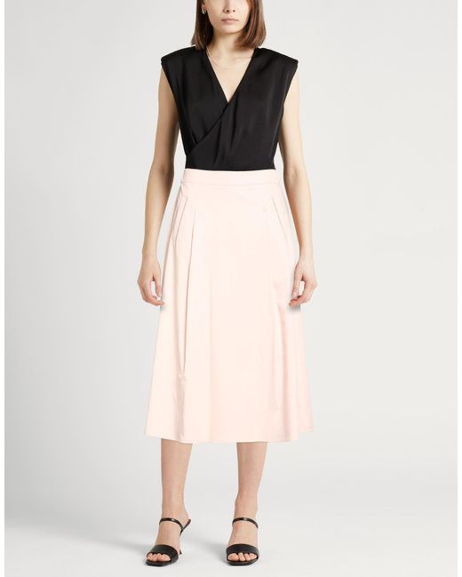 Peserico Pink Blush Midi Skirt Cotton, Elastane