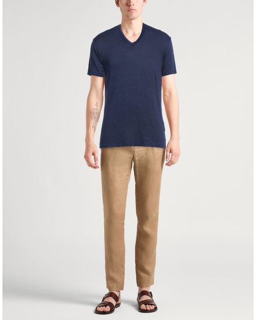 Daniele Fiesoli Blue T-Shirt Linen, Elastane for men