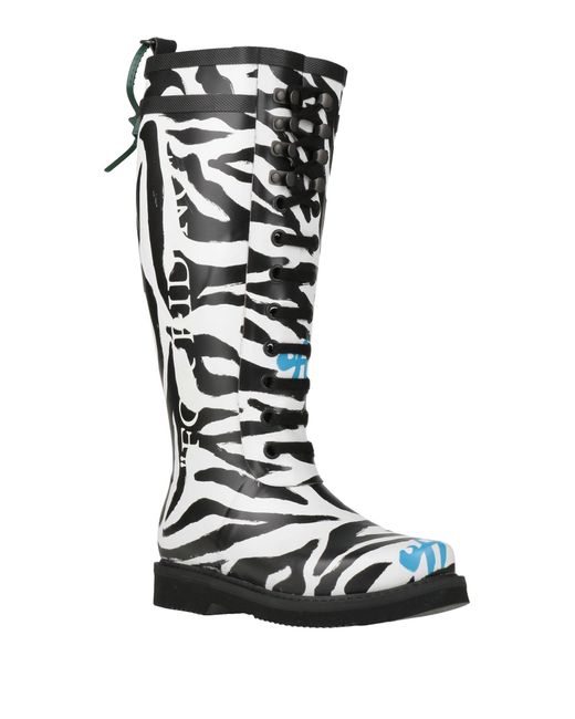 Off-White c/o Virgil Abloh Black Zebra Print Rain Boots