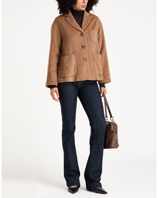 Kiltie Brown Jacket Alpaca Wool, Polyamide, Virgin Wool