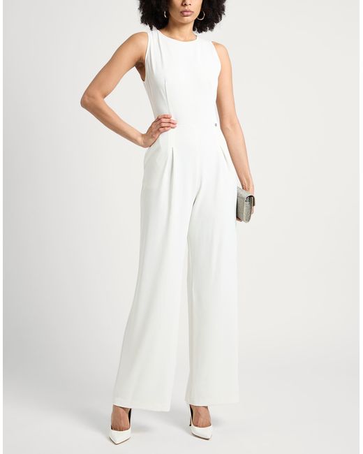 Please White Jumpsuit Polyester, Elastane