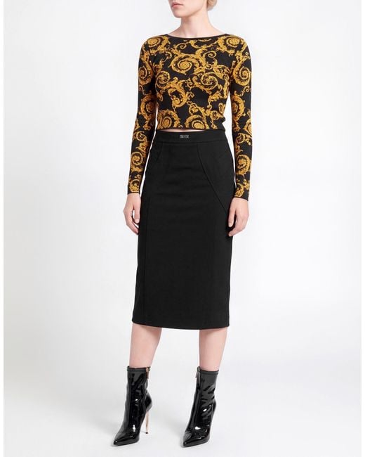 Versace Jeans Couture Black Midi Skirt Viscose, Polyamide, Elastane