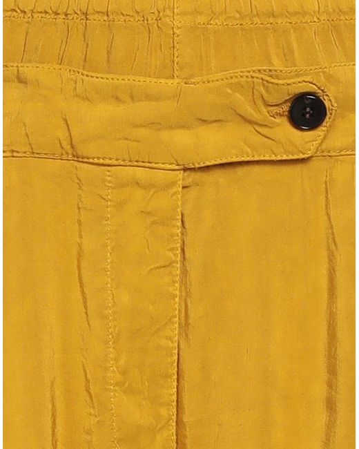 White Sand Yellow Pants Viscose, Rayon, Linen