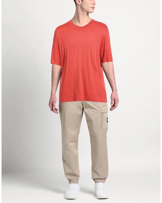 FILIPPO DE LAURENTIIS Red T-Shirt Linen, Elastane for men