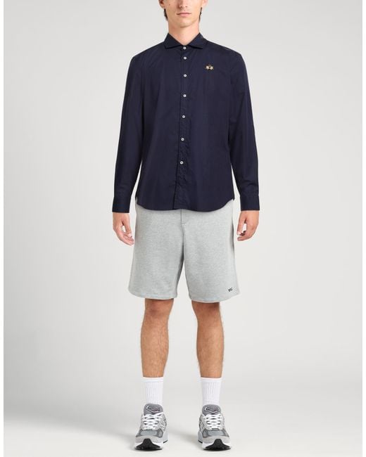La Martina Blue Midnight Shirt Cotton for men