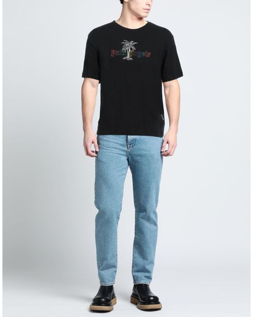 Palm Angels Black Graphic-print Regular-fit Cotton And Linen-blend T-shirt for men