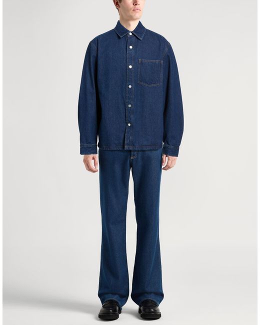 Theory Blue Denim Shirt Cotton for men
