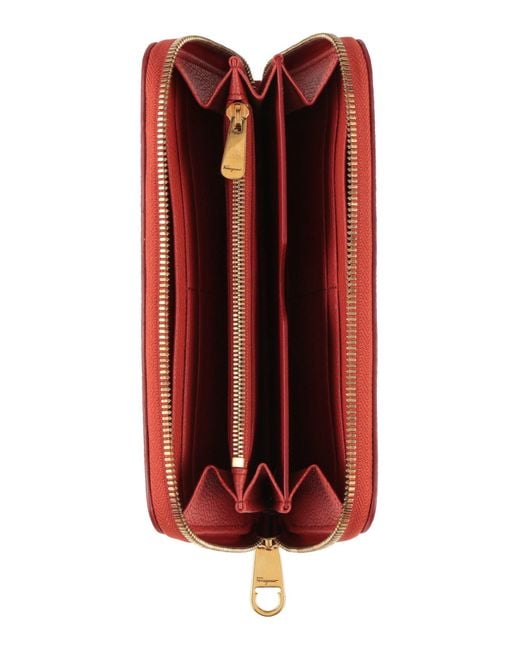 Ferragamo Red Rust Wallet Leather