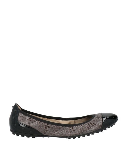Tod's Gray Ballet Flats Leather