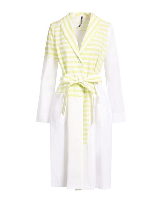 Pierantonio Gaspari White Overcoat & Trench Coat Cotton, Polyamide, Elastane