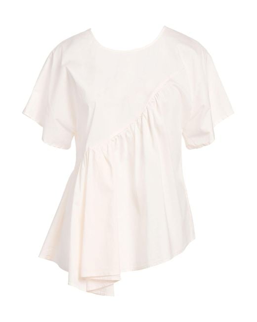 ALESSIA SANTI White Ivory Top Cotton, Polyamide, Elastane