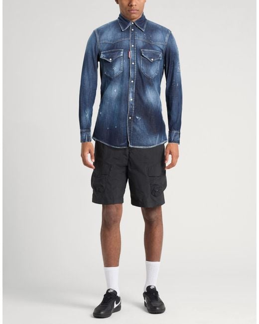 DSquared² Blue Denim Shirt Cotton, Elastane for men