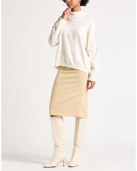 Brunello Cucinelli White Cream Turtleneck Virgin Wool, Cashmere, Silk