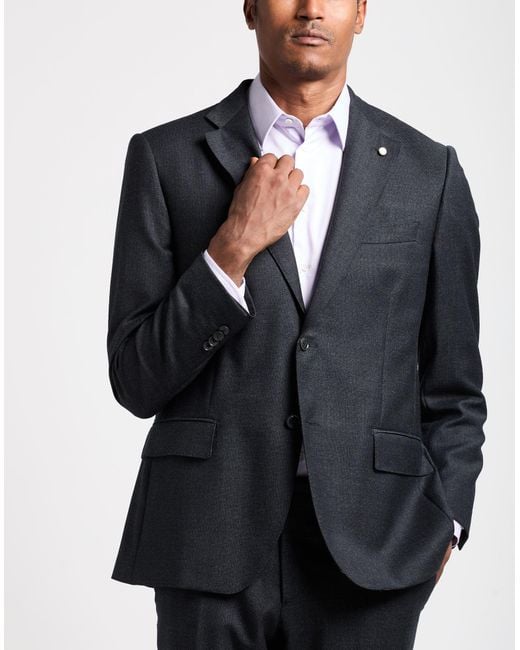 Luigi Bianchi Blue Charcoal Suit Wool for men