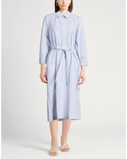 Gentry Portofino Blue Midi Dress Cotton, Polyamide