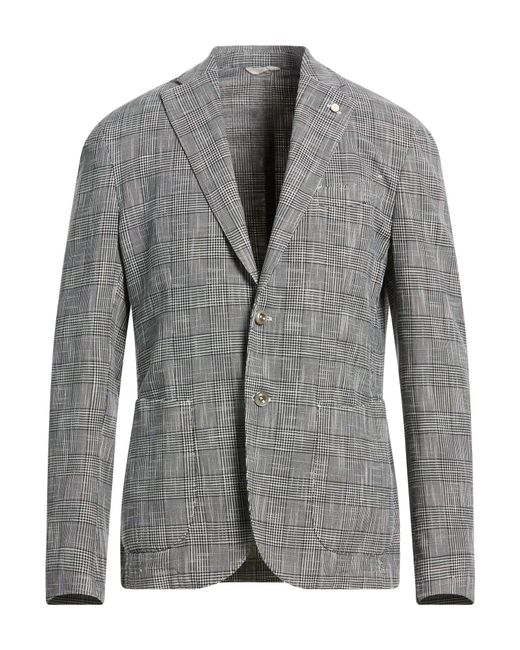 Luigi Bianchi Gray Blazer Cotton, Silk for men