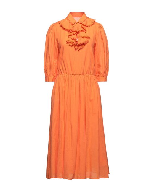 be Blumarine Orange Midi Dress Cotton