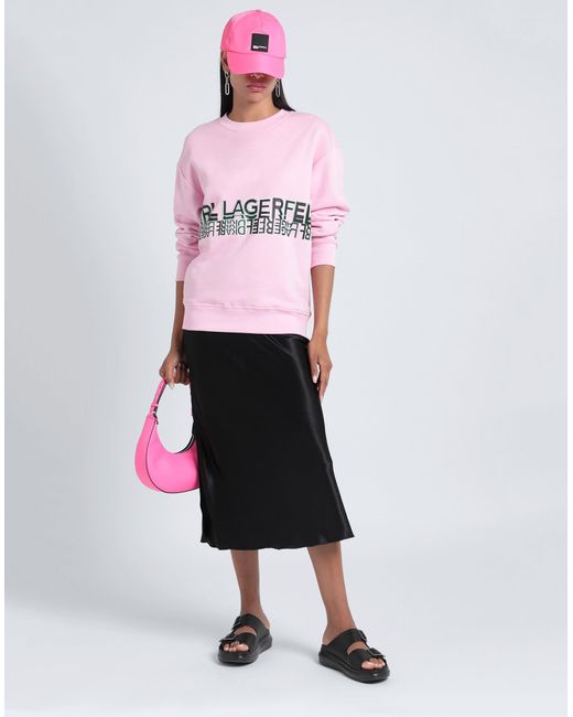 Karl Lagerfeld Pink Logo-print Crew-neck Sweatshirt