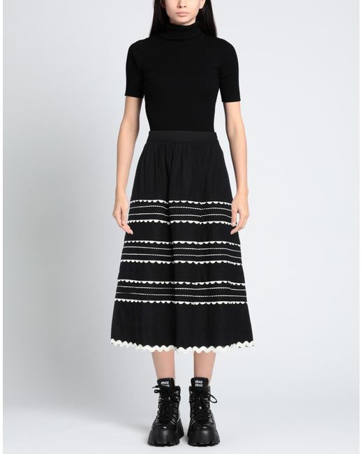Sea Black Midi Skirt