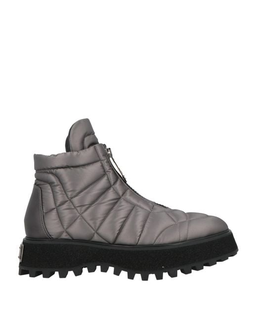 Dolce & Gabbana Gray Ankle Boots Lambskin, Polyester, Polyamide, Polyurethane for men