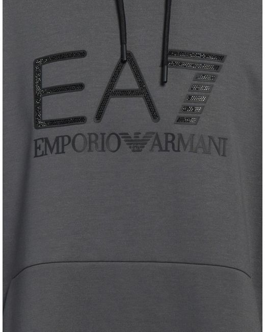 EA7 Gray Lead Sweatshirt Polyester, Cotton, Elastane for men