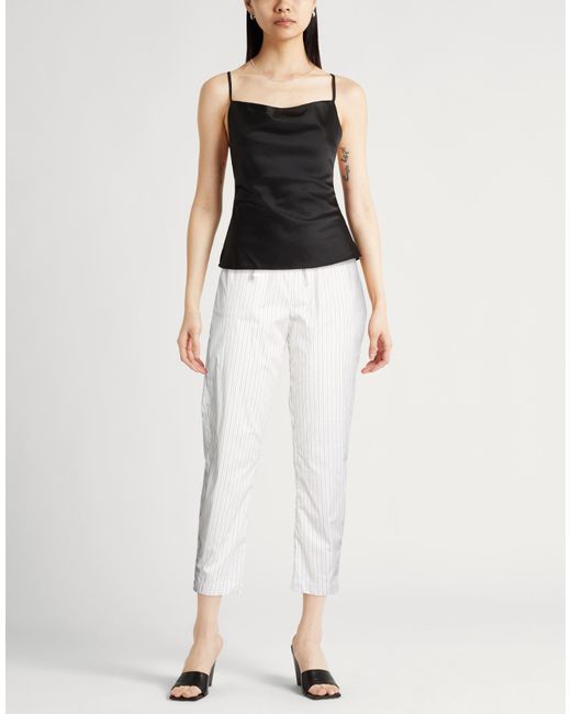 Semicouture White Pants Cotton, Polyamide, Elastane
