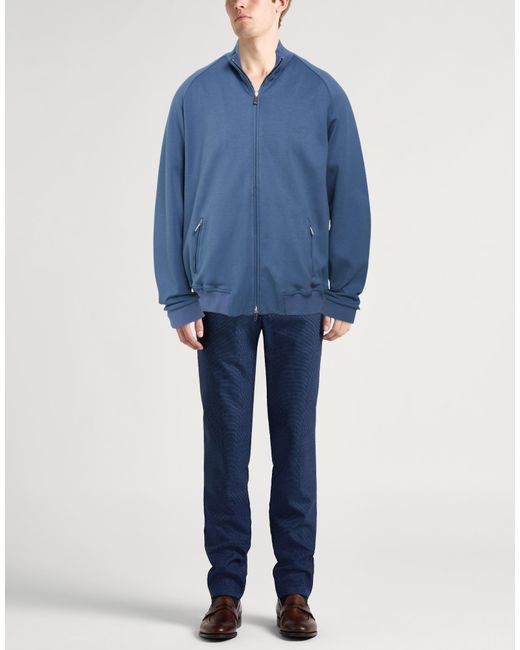 Moorer Blue Sweatshirt Cotton, Polyester, Elastane for men