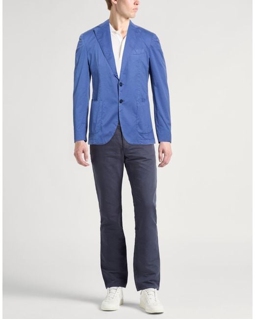 Santaniello Blue Slate Blazer Cotton, Elastane for men