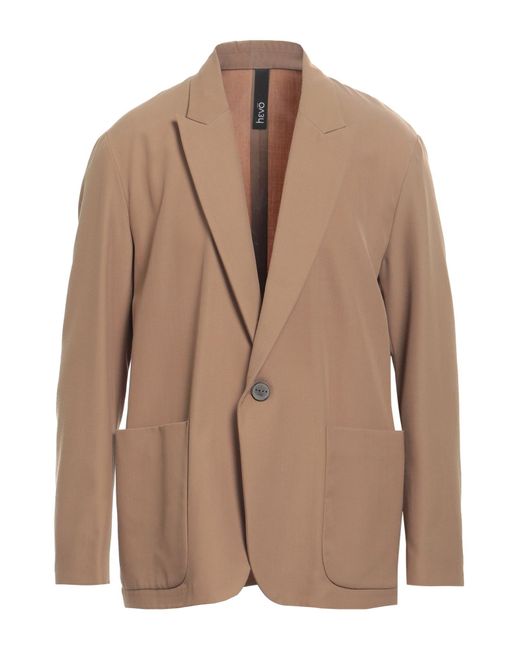 Hevò Brown Camel Blazer Polyester, Virgin Wool for men