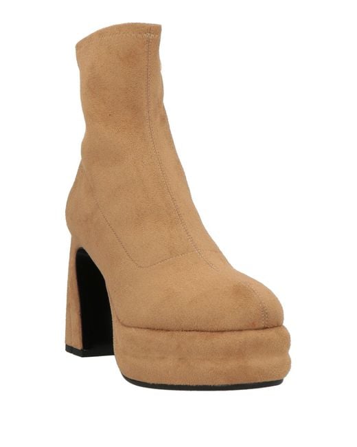 Jeannot Brown Camel Ankle Boots Textile Fibers