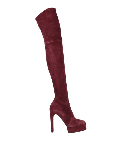 Casadei Red Burgundy Boot Leather