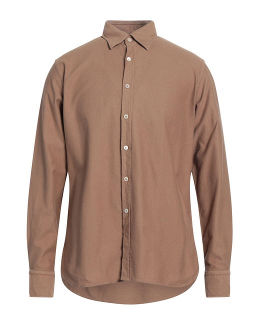 Alessandro Gherardi Brown Camel Shirt Cotton for men