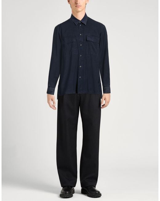 Barena Blue Shirt Virgin Wool for men