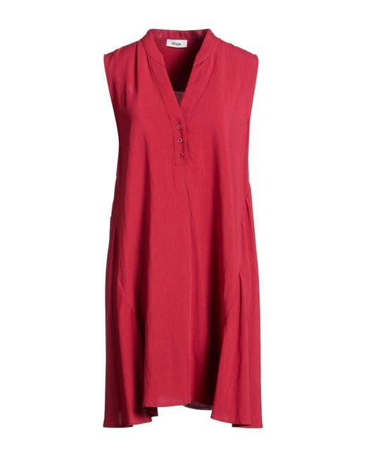 Dixie Red Mini Dress Polyester, Linen