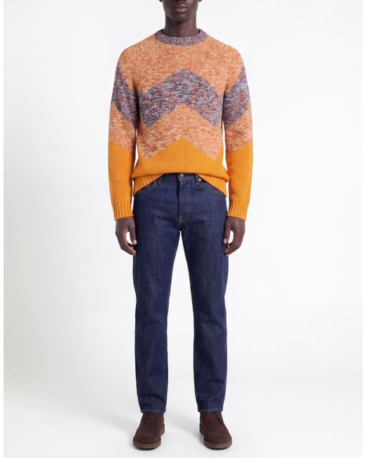 Irish Crone Orange Sweater Virgin Wool for men