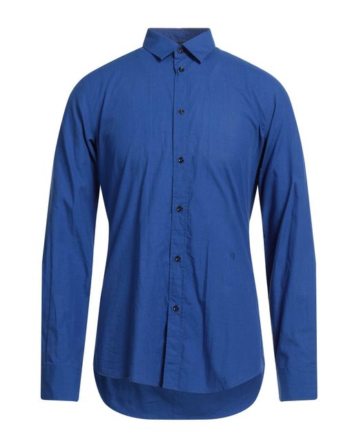 Trussardi Blue Shirt Cotton for men